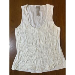 Vintage Karen Millen White Top Size 14 Ruched Textured Y2K Tank Vest